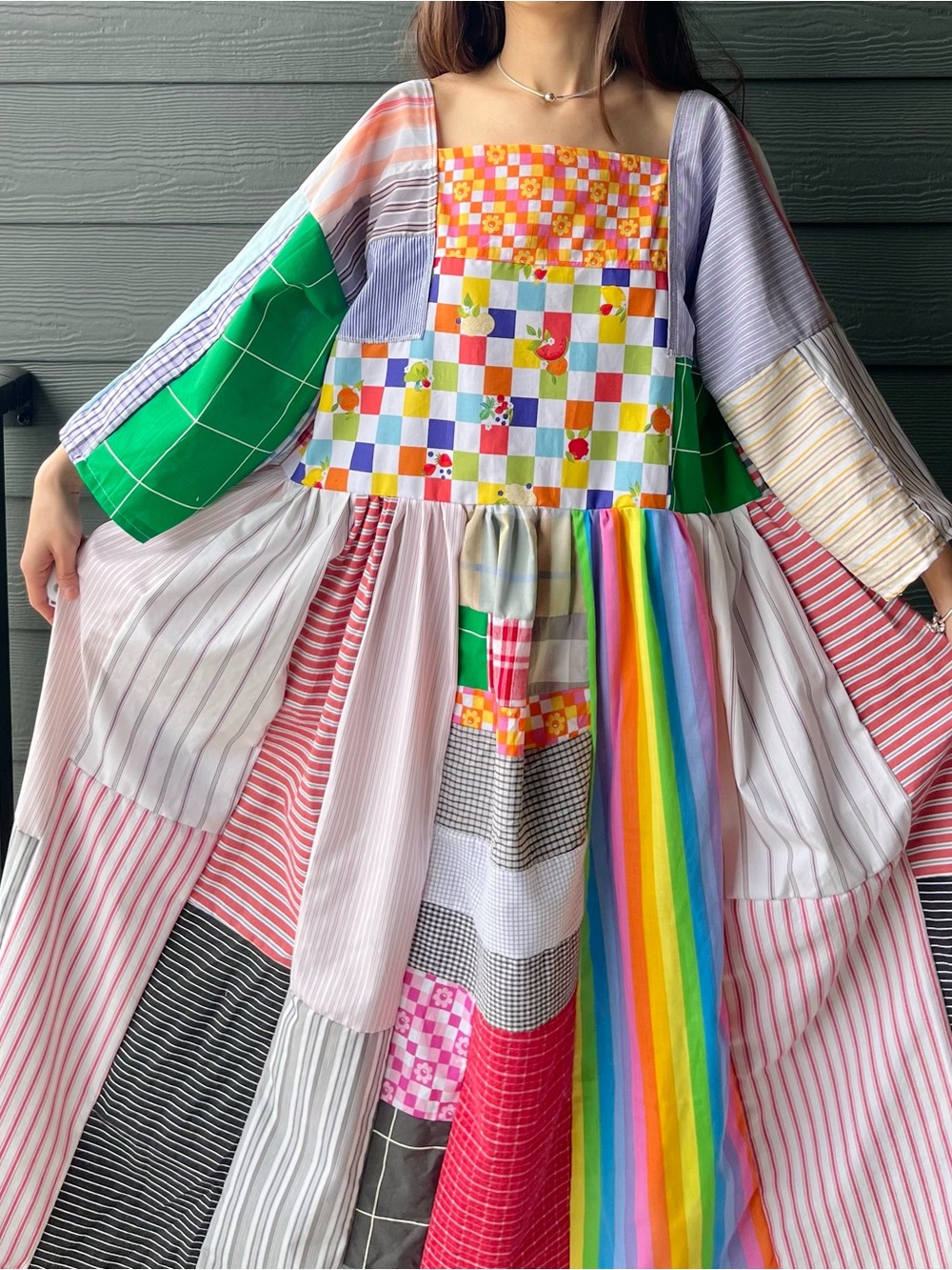 Handmade Quilted Patchwork Dress SKU 05101 Plaid